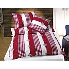 Linge de lit rouge et blanc avec edelweiss – Taie d'oreiller – 65x100 cm
