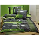 Linge de lit en jersey à rayures, vert – Fourre de duvet – 160x240 cm