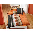 Linge de lit au motif branché en orange-anthracite – Taie d'oreiller – 65x65 cm