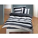 Parure de lit à rayures décoratives en noir et blanc – Fourre de duvet – 160x210 cm