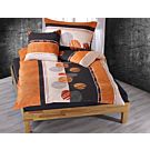 Linge de lit avec motif de cercles en orange-anthracite – Fourre de duvet – 160x210 cm