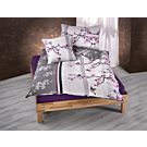 Linge de lit orné de fleurs de cerisier, en violet-anthracite – Taie d'oreiller – 50x70 cm