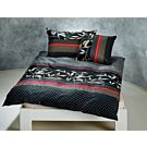 Parure de lit avec motif de feuilles sur fond noir rayé – Taie d'oreiller – 65x65 cm