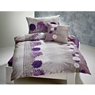 Linge de lit en gris clair et lilas avec beau motif floral – Taie d'oreiller – 50x70 cm