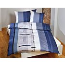 Parure de lit avec motif de carrés et de rayures en bleu – Taie d'oreiller – 65x65 cm