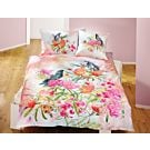 Parure de lit avec perroquet et cacatoès surn beau motif fleuri – Taie d'oreiller – 50x70 cm