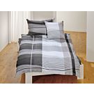 Linge de lit à rayures dans les tons blanc et gris – Taie d'oreiller – 65x65 cm