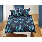 Linge de lit avec motif de feuilles sur fond bleu foncé – Fourre de duvet – 200x210 cm