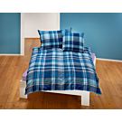 Parure de lit à carreaux en bleu-anthracite – Taie d'oreiller – 65x65 cm