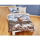 Parure de lit avec cerf devant un paysage de montagne enneigé – Fourre de duvet – 200x210 cm