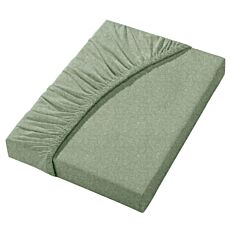 Drap-housse mélange flanelle fine avec effet chiné – vert foncé
