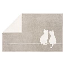 Tapis de bain Cawö Cute Cats, motif de chats tissé gris-blanc