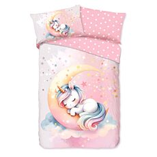 Parure de lit avec licorne magique et lune