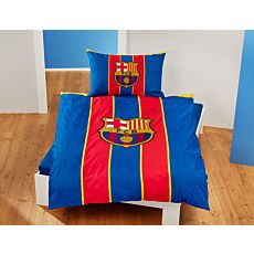 Parure de lit FC Barcelona bleu et rouge avec logo du club