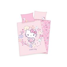 Parure de lit avec Hello Kitty dans une belle couronne de fleurs
