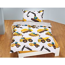 Parure de lit avec machines de chantier en jaune-noir