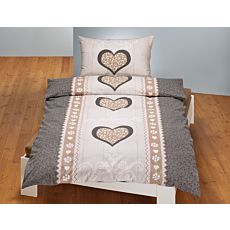 Parure de lit avec cœurs et aspect bois