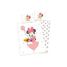 Parure de lit avec Minnie Mouse sur un cœur rose avec ballon