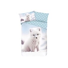 Parure de lit avec adorables renards polaires et flocons de neige