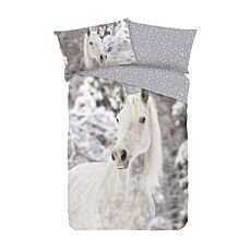 Parure de lit avec cheval dans la neige