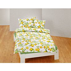 Parure de lit avec branches de citronnier sur fond clair