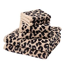 Linge éponge au motif léopard raffiné beige