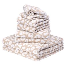 Linge éponge au motif léopard raffiné blanc