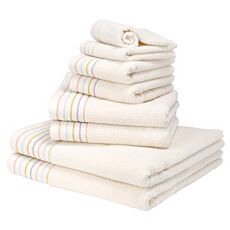 Linge éponge Alessa avec bordure à rayures multicolores