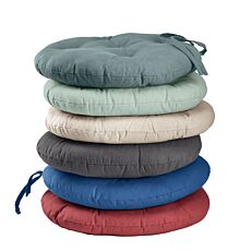 Sitzkissen rund mit Steppung und Fixierbändeln