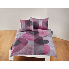 Parure de lit en violet-anthracite orné d'un motif racé de cercles