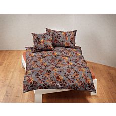 Linge de lit avec motif de feuilles en gris-brun