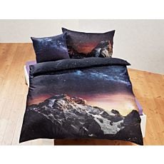Linge de lit avec montagne sous un ciel nocturne – Taie d'oreiller – 50x70 cm