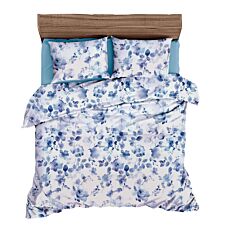 Linge de lit avec motifs floraux aquarelle en bleu
