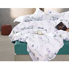 Linge de lit orné d'un fin motif fleuri