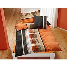 Linge de lit au motif branché en orange-anthracite – Taie d'oreiller – 50x70 cm