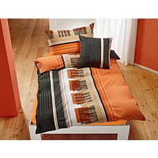 Linge de lit au motif branché en orange-anthracite – Taie d'oreiller – 65x100 cm