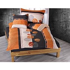 Linge de lit avec motif de cercles en orange-anthracite