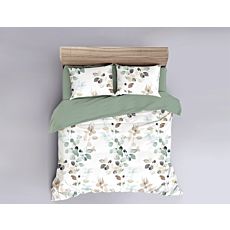 Parure de lit en satin avec feuilles style aquarelle – Taie d'oreiller – 50x70 cm