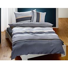 Parure de lit à rayures et à pois dans différents tons de gris