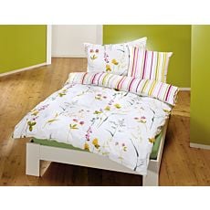 Parure de lit avec motif printanier de fleurs sur fond blanc – Taie d'oreiller – 50x70 cm