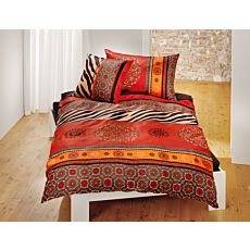 Linge de lit avec motif de mandalas aux couleurs rouge et orange