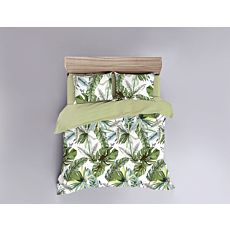 Linge de lit imprimé de feuilles vertes – Fourre de duvet – 160x210 cm