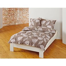 Linge de lit bio satin avec motif de feuilles sur fond brun – Taie d'oreiller – 65x65 cm