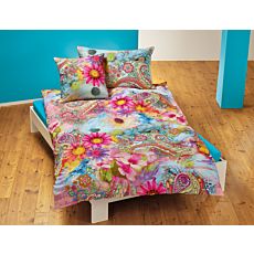 Linge de lit avec motif fleuri coloré de style indien – Taie d'oreiller – 50x70 cm