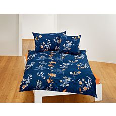 Parure de lit avec motif automnal de fleurs sur fond bleu foncé – Fourre de duvet – 160x240 cm