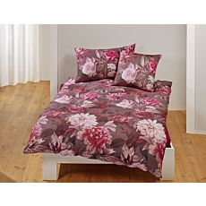 Parure de lit agrémenté de fleurs pourpre et blanches – Taie d'oreiller – 50x70 cm