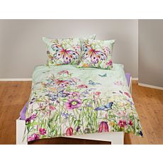 Parure de lit avec un imprimé fleuri coloré et papillons