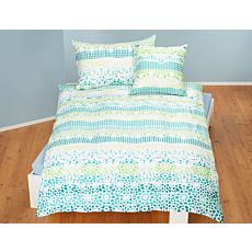 Parure de lit au mélange de couleurs claires, avec bordure à motif – Taie d'oreiller – 65x100 cm