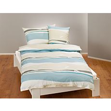 Parure de lit avec motif de vagues et délicat imprimé de feuilles – Fourre de duvet – 160x210 cm