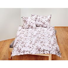 Parure de lit bio orné de feuilles gris-blanc – Taie d'oreiller – 65x65 cm